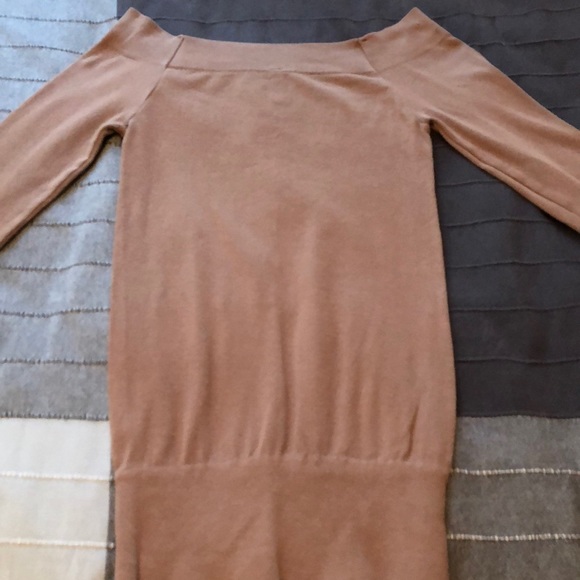 Tan Long Sleeve Off The Shoulder Top - Picture 3 of 3